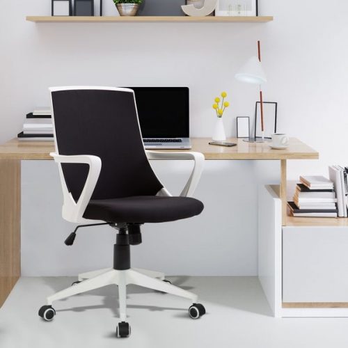 silla de escritorio de Aosom.es color blanco y negro