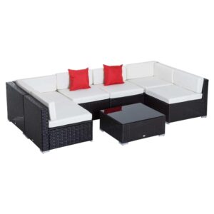 Outsunny Conjunto de Muebles para Jardín de Ratán