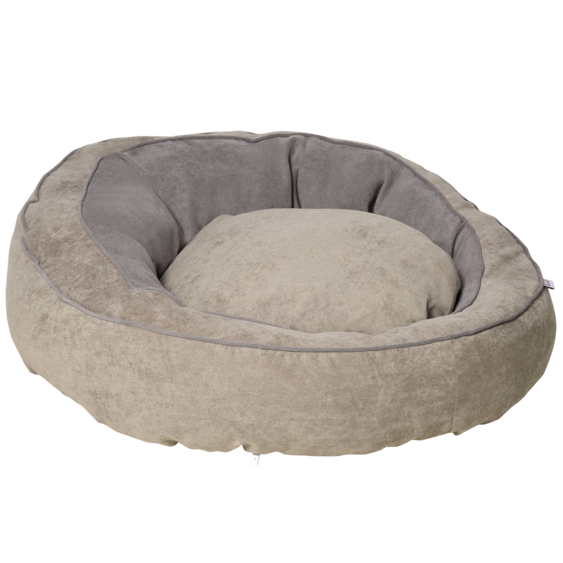 cama para perro acolchada gris