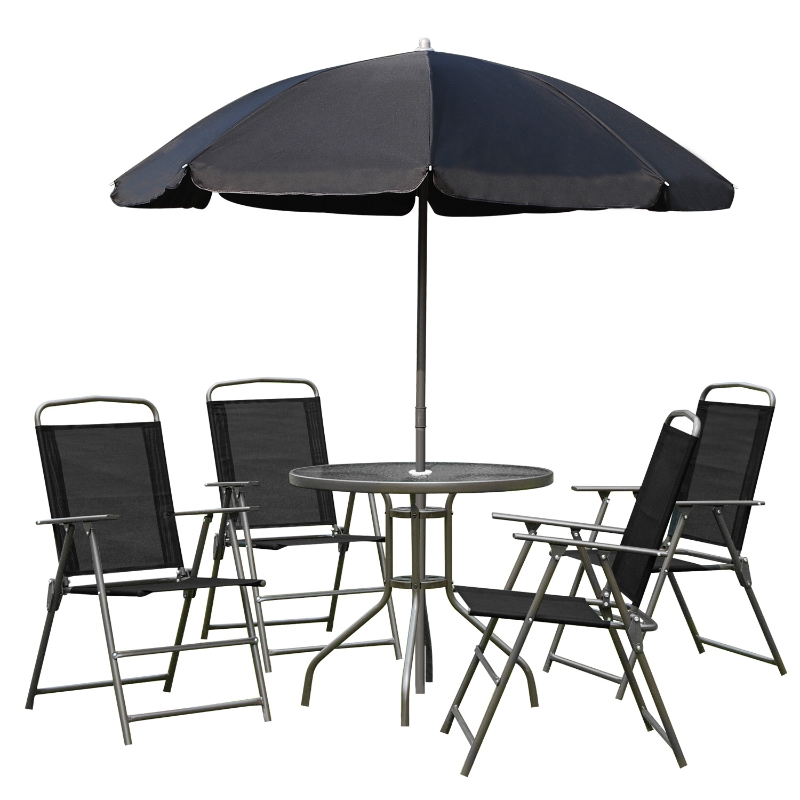 Conjunto de muebles para jardín Outsunny compuesto por 4 sillas, 1 mesa y 1 parasol