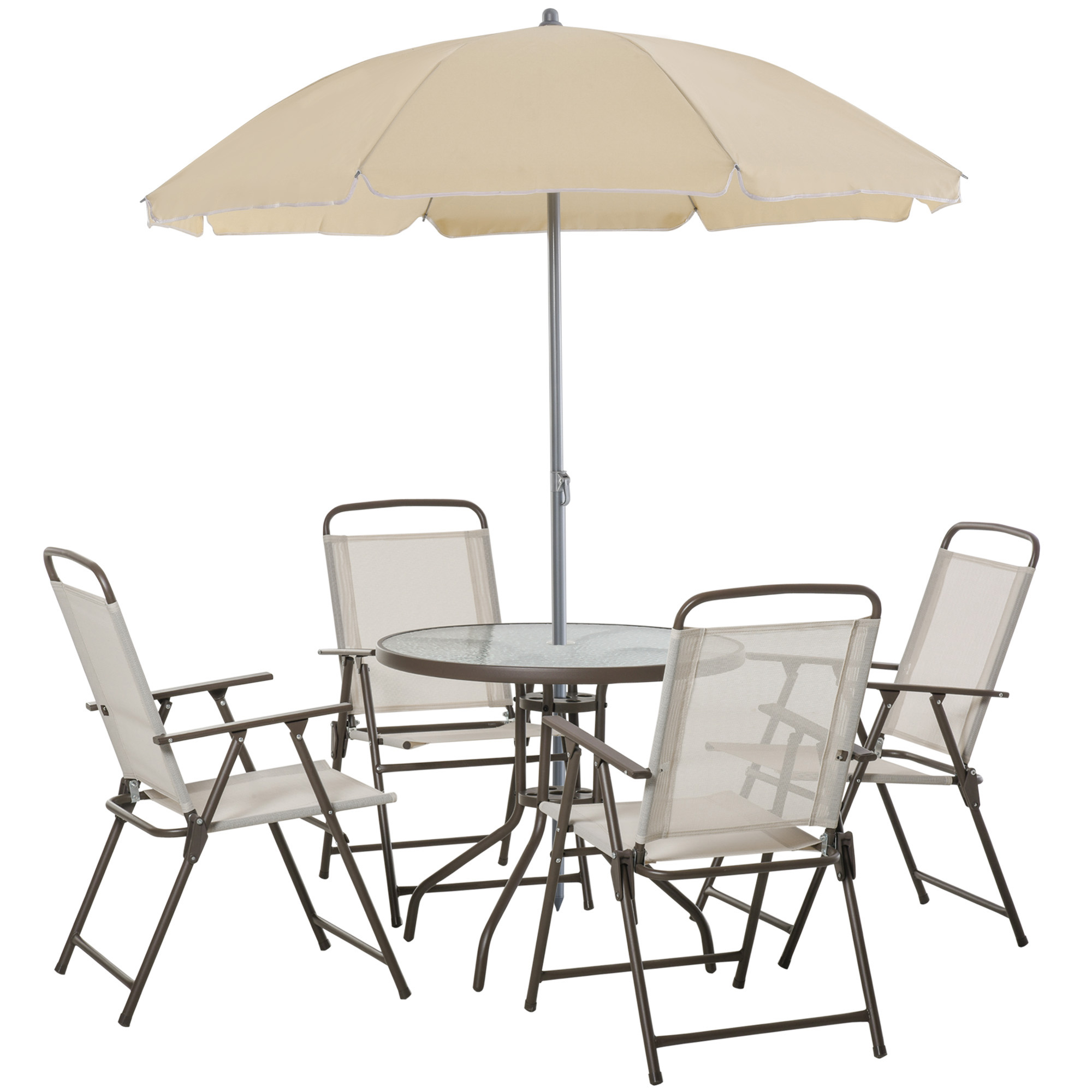 Conjunto de muebles Outsunny para jardín compuesto por 4 sillas, 1 mesa y 1 parasol