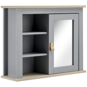 Armario de baño con espejo kleankin compuesto por 1 puerta ajustable y con espacio de almacenaje