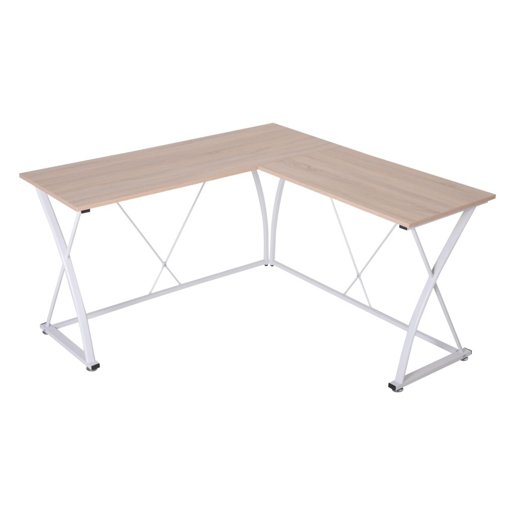 escritorio esquinero madera y blanco