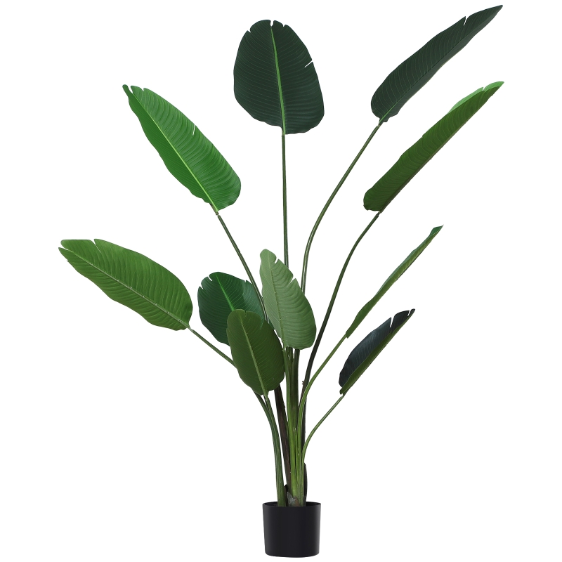 Planta de decoración artificial Outsunny de árbol realista con maceta compuesta por 10 hojas