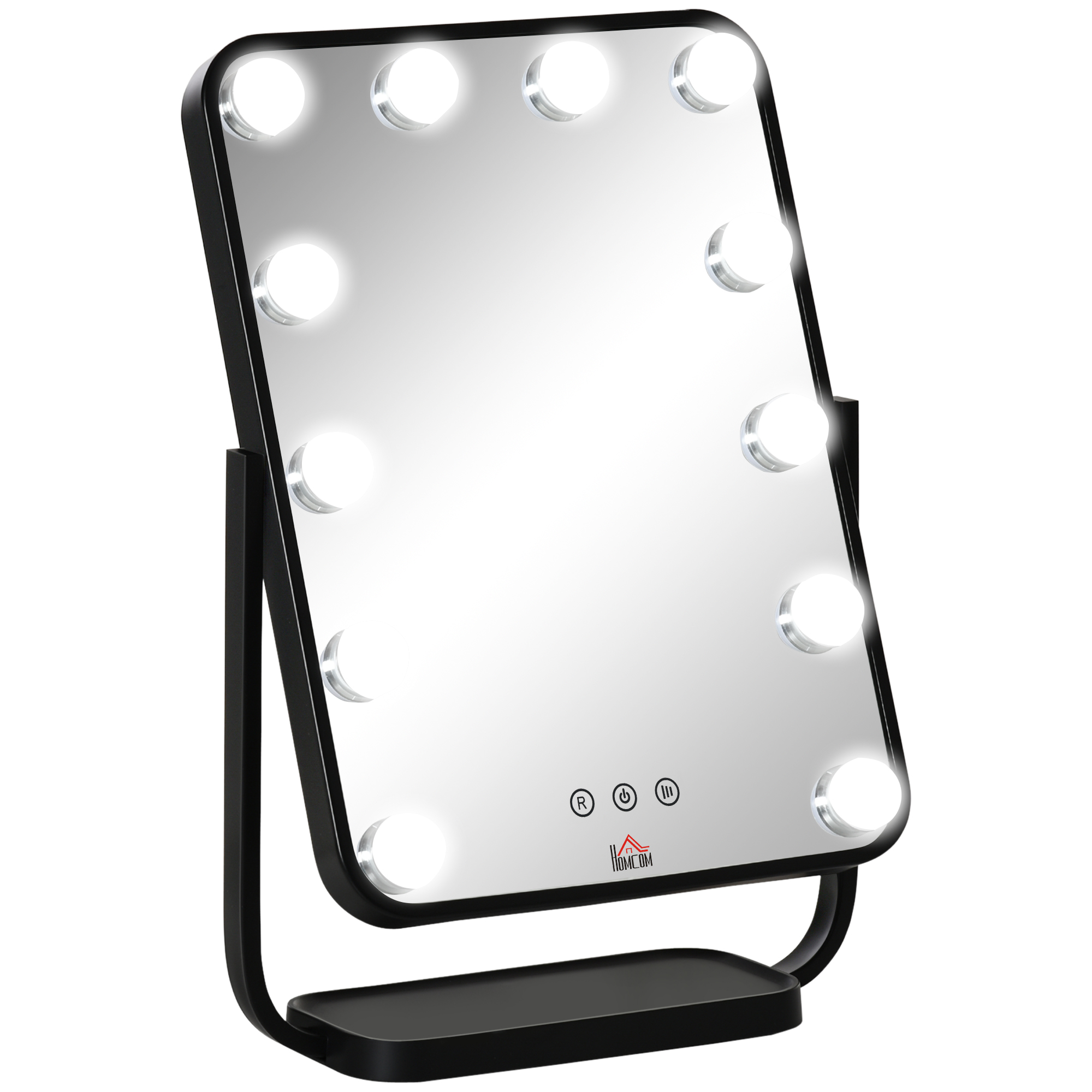 Espejo de maquillaje HOMCOM con iluminado de mesa con 12 luces LED y 3 temperaturas de color con pantalla táctil