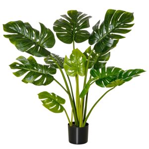 Planta monstera artificial HOMCOM con hojas realistas decorativa