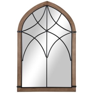 Espejo de pared HOMCOM de madera decorativo con dos ganchos estilo vintage