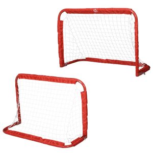 Set de 2 porterías plegables HOMCOM para fútbol de hierro  Q195 y poliéster con medidas 90x36x60 cm de color rojo