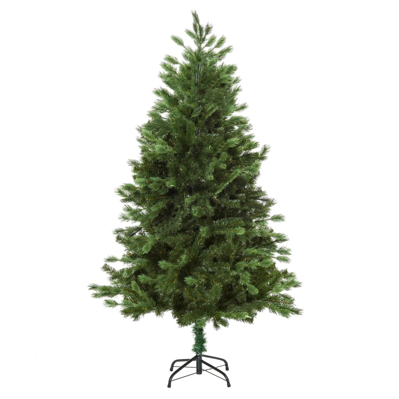 Árbol de Navidad artificial HOMCOM Ø105x210 cm con 934 ramas PE Tridente y PVC, individual y con base plegable, decorativo para exteriores o interiores, de color verde
