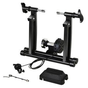 Rodillo de bicicleta de entrenamiento HOMCOM plegable con resistencia magnética ajustable de 5 niveles para ruedas de 700c o 26-28 pulgadas para interior con medidas 54,5x47,2x39,1 cm en color negro