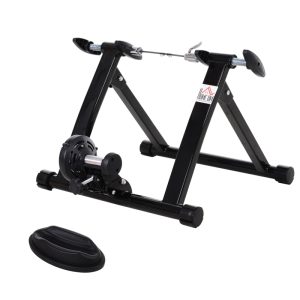 Rodillo de bicicleta HOMCOM de entrenamiento plegable con resistencia magnética para ruedas de 26-28 pulgadas soporte entrenador bici para casa interior con medidas 54,5x47,2x39,1 cm en color negro