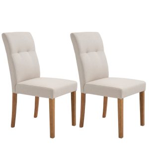 Conjunto de dos sillas de comedor acolchadas de lino beige