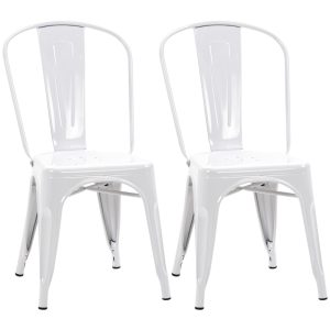 Conjunto de dos sillas de comedor metálicas blancas