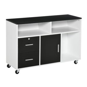 Mueble auxiliar con archivador, cajón y armario en blanco y negro