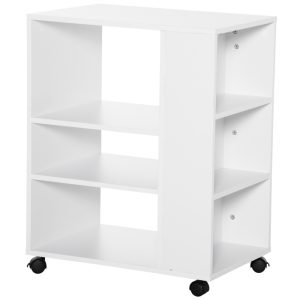 Mueble auxiliar de oficina con estantes abiertos en blanco