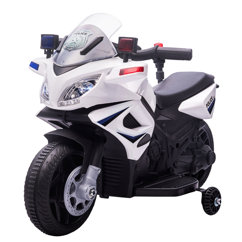 moto eléctrica infantil de color blanco y negro