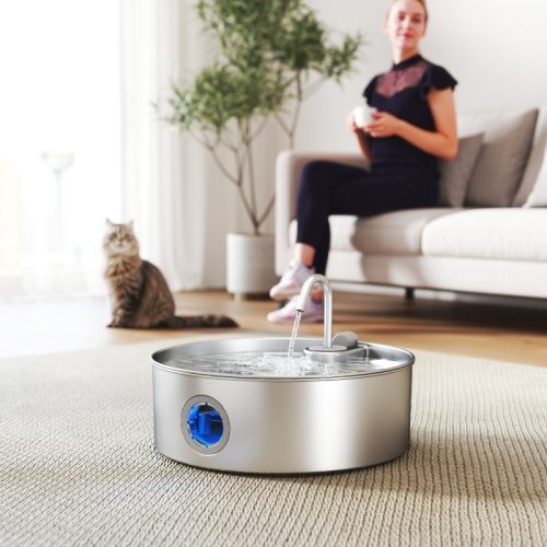 Fuente para Gatos de Acero Inoxidable