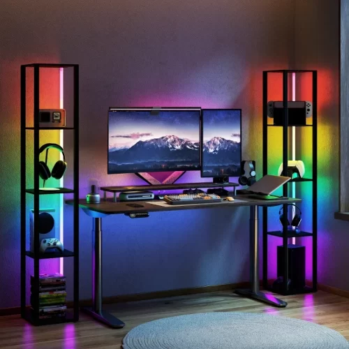 La lámpara de pie junto al televisor elimina los reflejos y ayuda a aliviar la fatiga visual