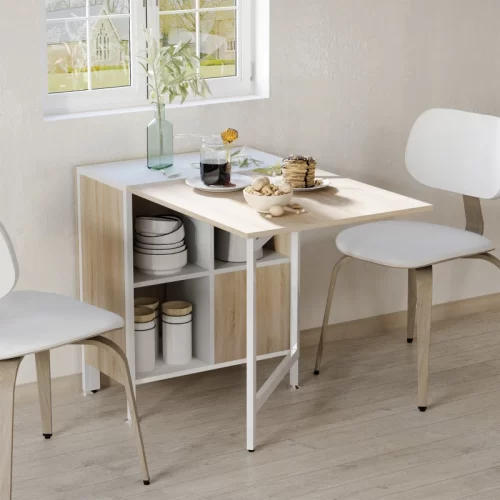 HOMCOM Mesa Plegable 3 Formas con 4 Compartimentos Roble y Blanco
Las mejores mesas plegables de comedor | Guía 2026