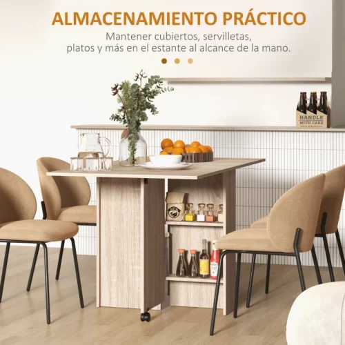 HOMCOM Mesa Plegable con 2 Alas Abatibles, 2 Estantes y Ruedas - Madera Natural
Las mejores mesas plegables de comedor | Guía 2026