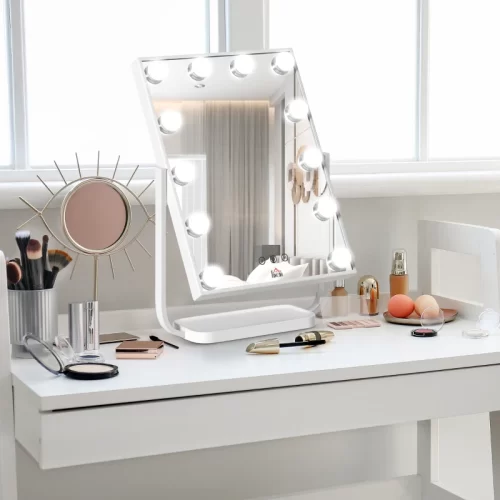 Espejo de maquillaje con luz estilo Hollywood y 12 bombillas