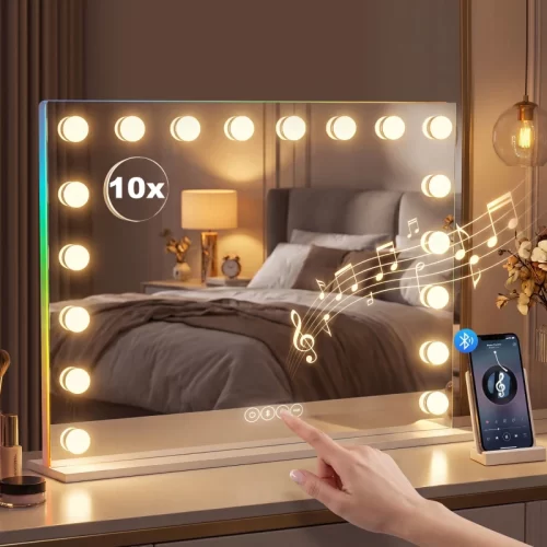 Espejo de maquillaje con luz RGB y Bluetooth