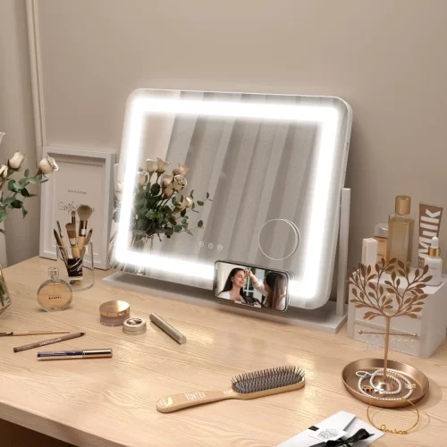Espejo de tocador con luz regulable y aumento