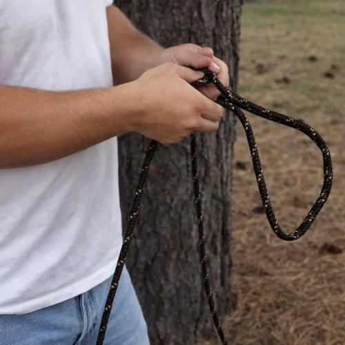 Prepara la cuerda para colgar una silla hamaca en un árbol