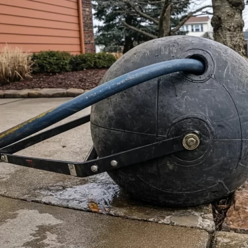 Rodillo para césped relleno de agua antes de su uso