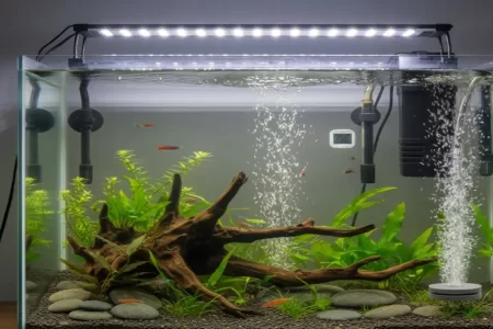 Acuario con filtro, luz y piedra de aire