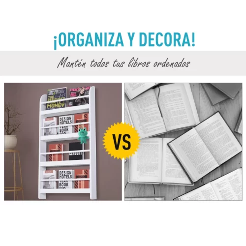 HOMCOM Estantería de Pared 4 Estantes - Blanco