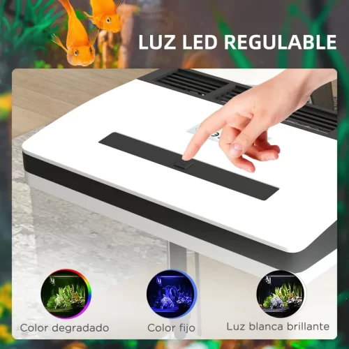 Mano ajustando luz LED regulable del acuario