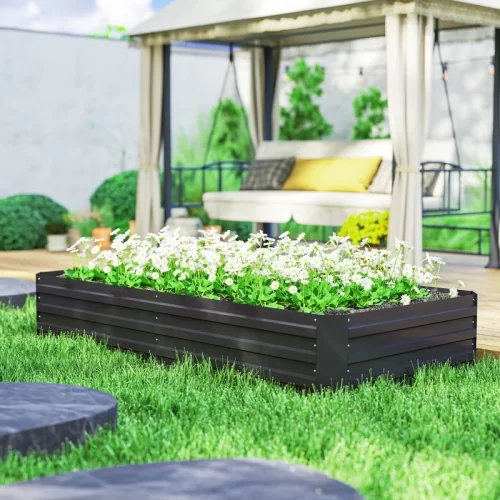 Outsunny Huerto Elevado Con Tutores Para Tomates Y Trepadoras, 180x90x29,5 Cm