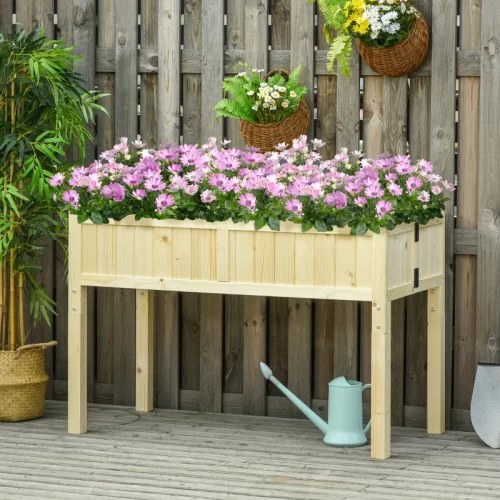 Outsunny Huerto Elevado Plegable de Madera con Drenaje