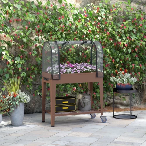 Outsunny Huerto Urbano Compacto con Invernadero, 80x40x120 cm