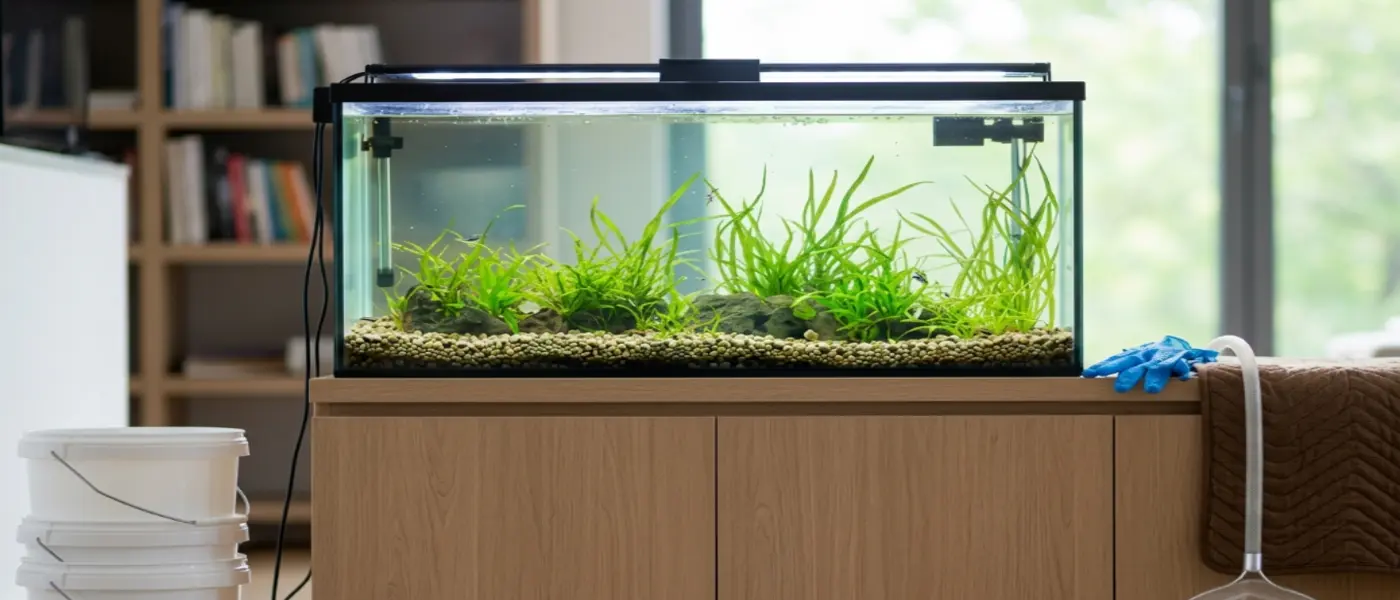 acuario-de-vidrio-envuelto-con-plastico-burbuja