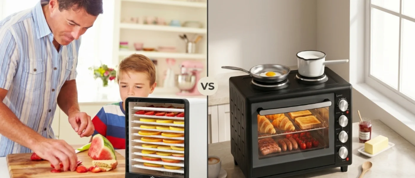 Comparativa entre deshidratador de alimentos y horno de sobremesa.
