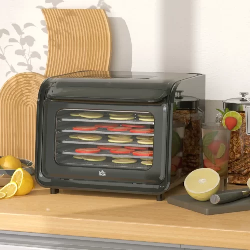 Deshidratador de alimentos con puerta transparente y bandejas de fruta e