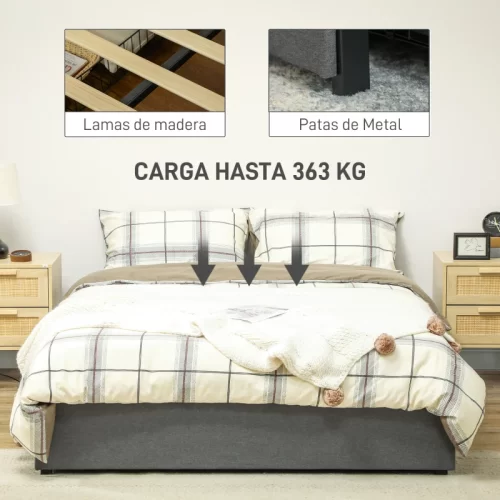 HOMCOM cama doble con 3 cajones