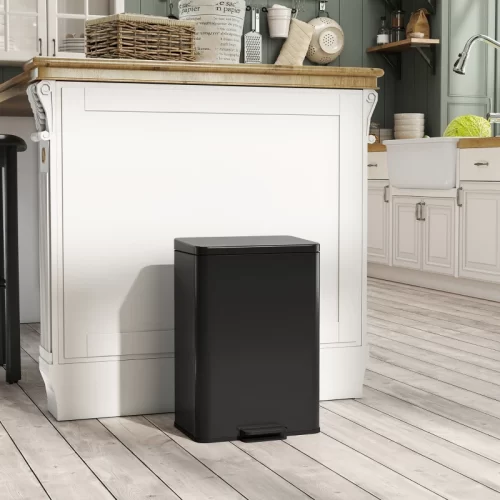 HOMCOM Cubo 20L con Pedal e Interior Desmontable (Negro Mate)