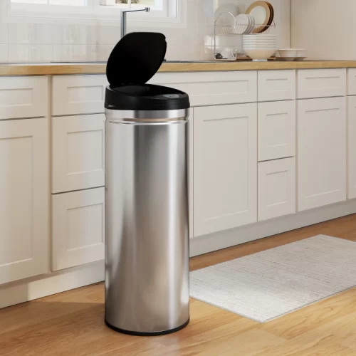 HOMCOM Cubo de Basura con Sensor 50L y Cierre Suave (Plata)