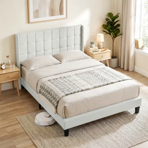 HOMCOM estructura de cama con cabecero decorativo