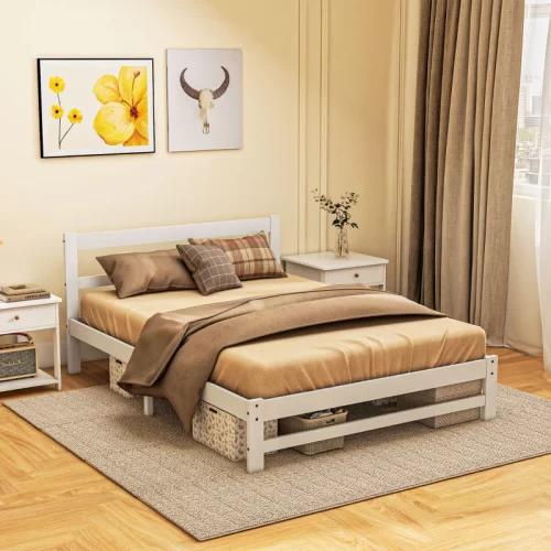 HOMCOM marco de cama de madera de pino