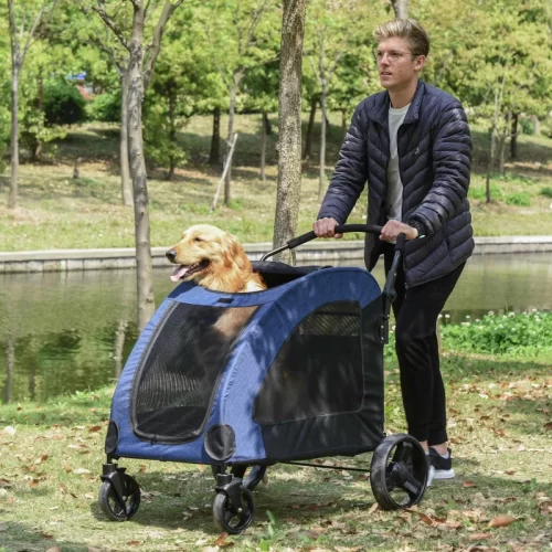 PawHut Cochecito para Perros Medianos y Grandes hasta 55 kg – Azul