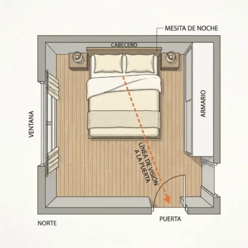 Plano de distribución mostrando línea de visión hacia entrada